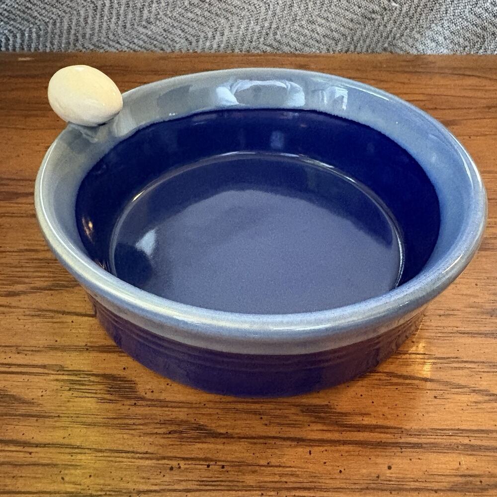 Tumbleweed Pottery Shades Of Blue Drip Glaze Pottery Bowl Egg 5 1/2” Across